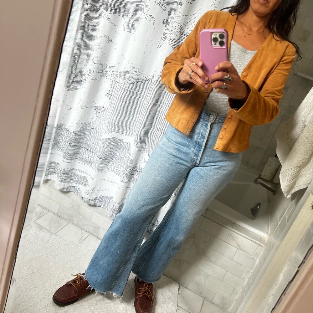 Agnes B. Suede Snap Cardigan Jacket